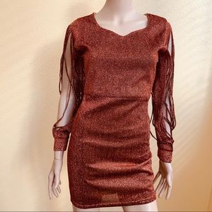 NWT Ario Collection Orange Glitter Dress